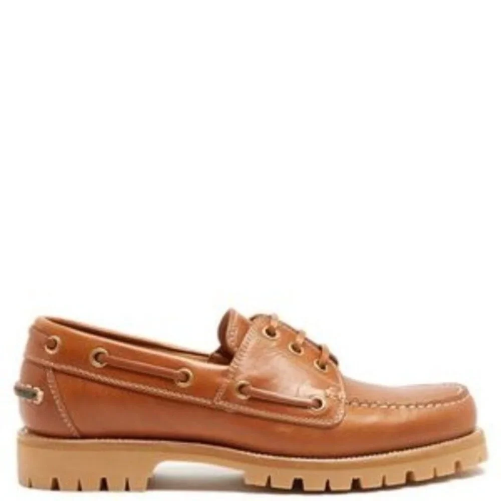 Gucci Pacific Leather Deck Boat Loafer Shoes Lace up Tan US SIZE 12.5